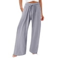 thumbnail image 1 of Timegard Womens Pants Plus Size Elastic High Waisted Drawstring Wide Leg Lightweight Casual Loose Trousers, 1 of 5