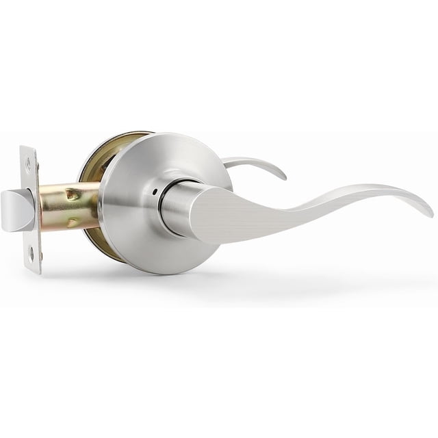 Satin Nickel Door Handle Interior Brushed Nickel Passage Door Lever for Hall and Closet Keyless Door Lock Set Reversible for Left Right Sided Doors Leverset Handleset