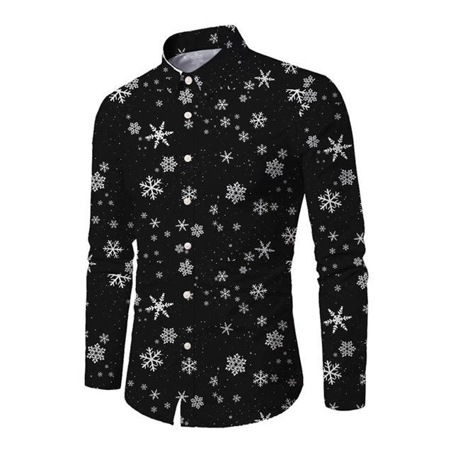 Innerwin Tunic Shirt Button Down Mens Shirts Daily Lapel Neck Comfy Tops Black XL