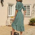 thumbnail image 3 of Chaussures Habillées pour Femmes Mode Décontractée Col en V Chiffon Floral Boho Plage Manches Courtes Robe Manches Courtes Robe Boho Plage Robe Courte Boho Sandales Mode pour Femmes, 3 of 6