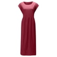 thumbnail image 4 of HKEJIAOI Robes Décontractées pour Femmes Offres Liquidation Cadeau d'Anniversaire Mode pour Femmes Uni Sans Manches à Col Rond Robe Longue Rétro Bordeaux, 4 of 6
