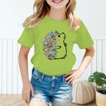 thumbnail image 2 of PMVFHDE Hauts pour Filles T-Shirts pour Filles T-Shirts Graphiques T-Shirts pour Fille Hauts d'Été Tendance pour Filles Hauts d'Été pour Fille T-Shirt Graphique Mignon pour Fille Col Rond Manches Courtes T-Shirt d'Été Vert Pâle, 5-6 Ans, 2 of 5