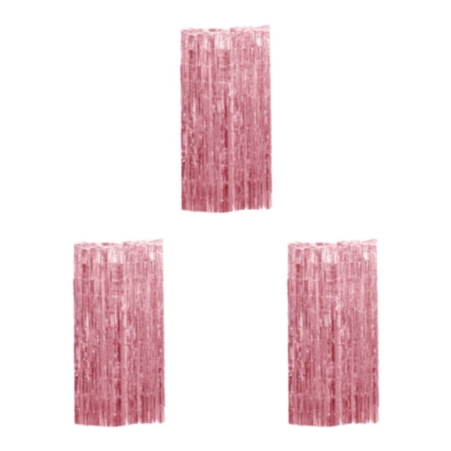 Decodeary Safe Foil Fringe Curtain Multiple Colors And Finger Tassels For Memorable Rose Gold 3*1m 3Set