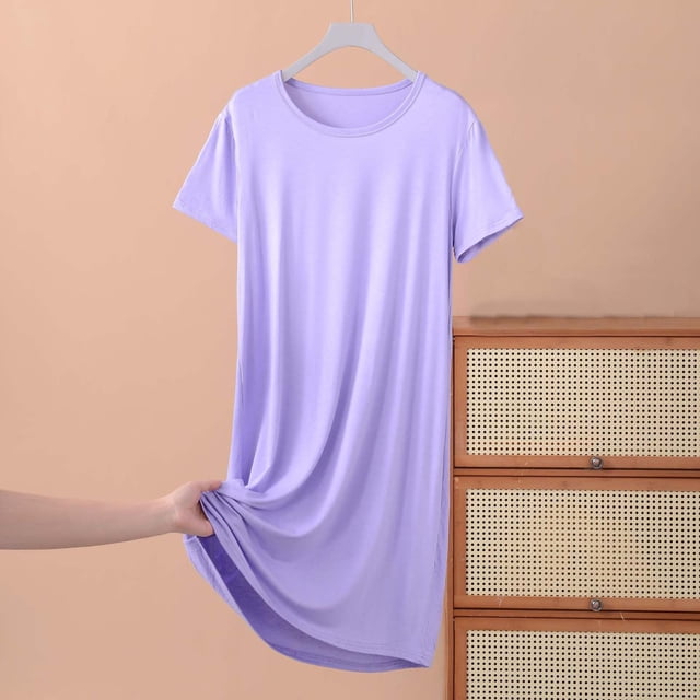 asjyhkr Nuisette pour Femme Grande Taille Sans Manches à Col Ras du Cou Hauts Couleur Unie Léger Respirant Ample Décontracté Tenue d'Intérieur Vêtement de Nuit Robe de Pyjama,TG-5TG