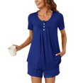 thumbnail image 2 of AherBiu Ensembles de Pyjama pour Femmes 2 Pcs Boutons Col Rond Hauts Ensemble de Pjs Shorts Confortables Vêtements de Nuit Vêtements de Nuit, 2 of 7