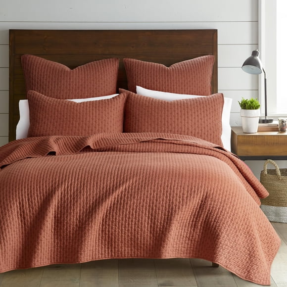 Levtex Home - Cross Stitch Adobe Quilt Set - 100% Cotton - Twin/Twin XL Quilt (68x86in.) + 1 Standard Sham (26x20in.) - Reversible - Cotton Fabric
