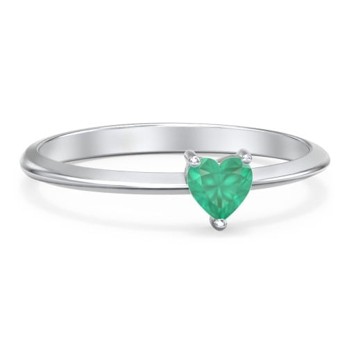 Bague Pierre de Naissance en Forme de Cœur - Émeraude (Mai)