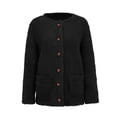 thumbnail image 4 of TIMIFIS Women’s Open Front Fleece Cardigan Button Long Sleeve Open Knitted Fleece Cardigan Outwear Sweater Coat Spring Fall Jackets Outerwear-BlackFall/Winter, 4 of 6