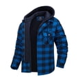 thumbnail image 1 of MAWCLOS Men's Flannel Hooded Coat Winter Plaid Jackets Royal Blue L, 1 of 5