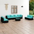 thumbnail image 1 of vidaXL 9 Piece Patio Lounge Set with Cushions Poly Rattan Black, 1 of 5
