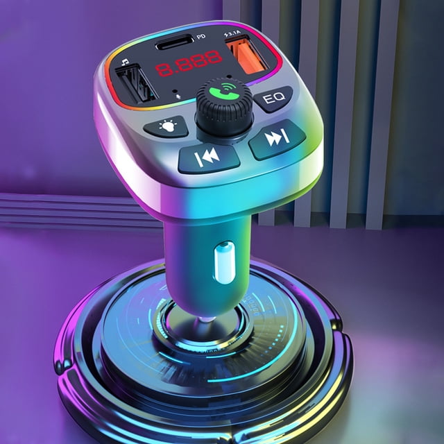 Yhmxh Car Accessories Motorcycle Accessories MP3 Player Can Be Inserted Into USB Card QC3.0 Fast Charging Voltage Monitoring Cool Lighting Universal Car Bluetooth For Car Models Wireless Charging