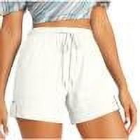 Plebaso Womens Summer Casual Shorts Plus Size Drawstring Shorts Elastic Waist Lightweight Shorts for Women