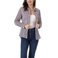 thumbnail image 1 of INSPIRE CHIC Chemises pour Femmes à Boutons, Manches Longues Retroussables, Col à Revers, TP Bleu Rouge, 1 of 6