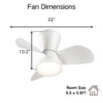 thumbnail image 2 of Toytexx 22-Inch Low Profile Ceiling Fan with LED Light and Remote, Quiet DC Motor, 6-Speed Reversible Fan with 3-Color Dimmable Light for Small Rooms, 2 of 8