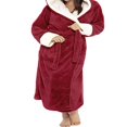 thumbnail image 2 of Peignoir Femme en Flanelle Chaud Long Robe Taille Lacée avec Poche pour Automne Hiver, 2 of 3