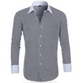 thumbnail image 3 of XDZJLR Chemise Homme Décontractée Business Couleur Unie Col à Revers Manches Longues, 3 of 3