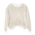thumbnail image 4 of Chandails d'Automne et d'Hiver Grande Taille pour Femmes, Chandail à Capuchon à Col Rond en Flanelle Uni à la Mode et Décontracté, Chandails à Capuchon Amusants Beige G, 4 of 4