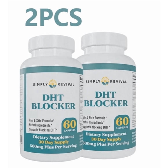 2PCS DHT Blocker 500mg Hair Skin Formula, Promotes Hair Growth & Clear Skin, Herbal Dietary Supplement, Hair Vitamins, 120 Capsules.Makeup Organizers