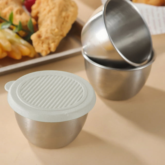 EGNMCR Organisateurs et Rangement de Garde-Robe, Contenant pour Vinaigrette Étanche Réutilisable en Acier Inoxydable Petit Contenant avec Couvercle Contenants pour Sauces pour Boîte à Lunch Pique-Niques Voyage Contenant en Acier Inoxydable