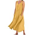 thumbnail image 2 of Liquidation d'Été 2025! Robe Grande Taille pour Femmes, Liquidation d'Été pour Femmes, Mode d'Été Décontractée pour Femmes Robe Sans Manches à Col Rond avec Poches, 2 of 5