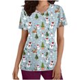 thumbnail image 2 of Hauts de Sarrau de Noël pour Femmes, Drôles et Laids, T-Shirts de Noël Imprimés à Manches Courtes, Anti-Froissement, Col en V, Uniforme d'Infirmière, Hauts des Fêtes avec Poches, 2 of 5