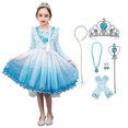 thumbnail image 1 of HAWEE Reine des Neiges Elsa Princesse Robe de Fête Costume à Manches Longues Cosplay Costumes pour Fête d'Halloween, 1 of 6