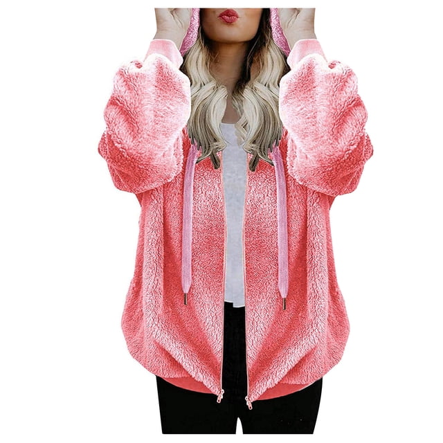 Blouse à Manches Longues pour Femmes Mode Femmes Chaude Manches Longues Décontractée Unie à Capuche avec Fermeture Éclair