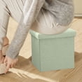 thumbnail image 4 of Green Foldable Storage Stool Multifunctional Linen Fabric Organizer Box For Home Use Shoe Changing Seat Adults Comfort 9.84X9.84 Inches Green Color, 4 of 6