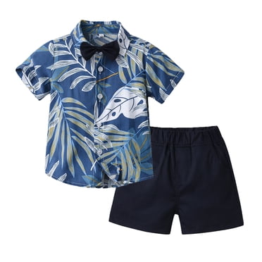 Boys Flower Shirt Summer Holiday Beach Style Short Sleeve Flower Shirt Casual Pants Childrens Suit
