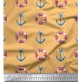 thumbnail image 1 of Soimoi Orange polyester Crepe Fabric Life Ring & Anchor Hook Nautical Decor Fabric Printed Yard 52 Inch Wide, 1 of 1