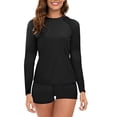 thumbnail image 1 of Penkiiy Women's Long Sleeve Sun Protection Rash Guard Wetsuit Two Piece Swimsuit Set M Black, 1 of 4