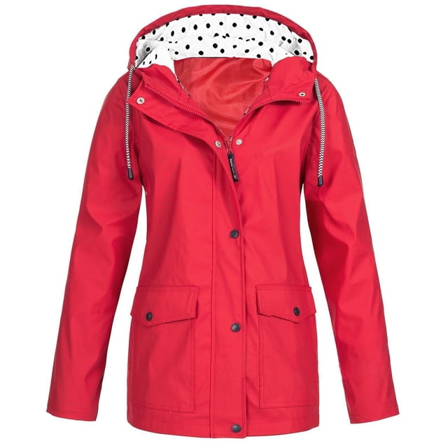 Dvkptbk Veste à Capuche Femmes Imperméable Unie Manteau de Pluie Extérieur Grande Taille Imperméable à Capuche Coupe-Vent en Liquidation