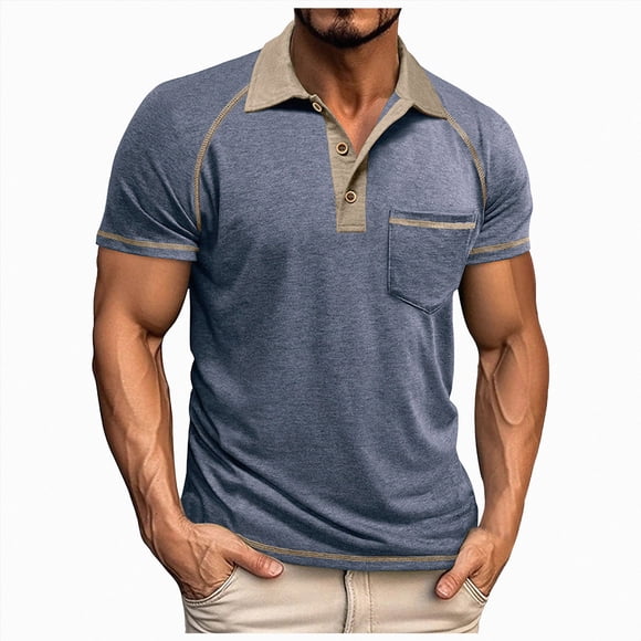 Ymyiu Men's Polo Shirts Short Sleeve Men’s Classic Polo Shirt Short Sleeve Shirts Lightweight Casual Tops Size 3XL(Blue, 3XL)