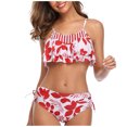 thumbnail image 1 of RKSTN Women Two Piece Swimsuits High Waisted Bikini Ruffle Tummy Control Bottoms Halter Bathing Suits, 1 of 7