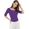 thumbnail image 3 of INSPIRE CHIC T-Shirt Ajusté à Manches Mi-Longues à Encolure Dégagée pour Superposition pour Femmes, 3 of 6