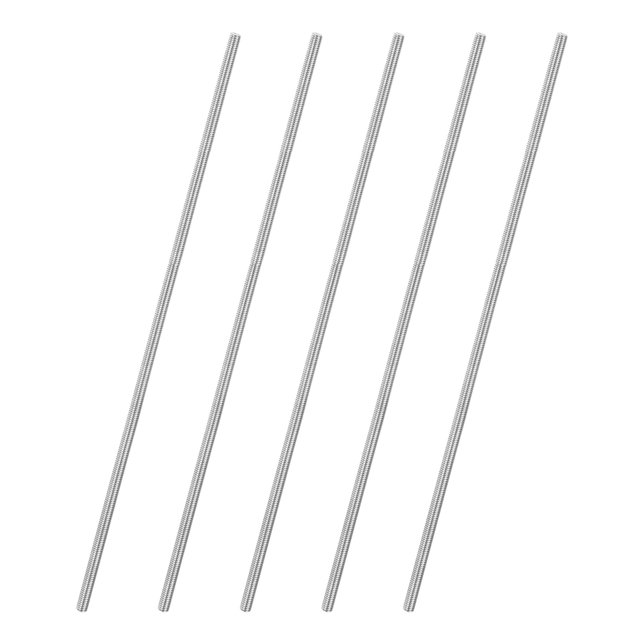 Uxcell Lot de 5 Tige Entièrement Filetée, M5x250mm Acier Inoxydable 304 Barre de Filetage à Droite Goujons Filetés Métriques