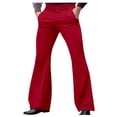 thumbnail image 1 of Xuniizn Mens Dress Pants, Solid Color Zipper Button Stretch Flared Pants with Pockets, Business Fashion Comfortable Formal Suit Trousers, 1 of 7