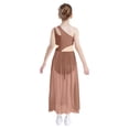 thumbnail image 2 of Moggemol Robe de Danse Ballet Lyrique pour Filles une Épaule Sans Manches Découpe Haute Basse Robe en Maille Fluide Danse Rose Poussiéreux 8, 2 of 7