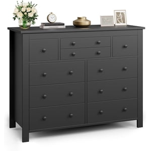 10 Dressers Dresser pour chambre,Coffret de tiroirs en bois moderne avec texture naturelle, rangement robuste et stable Organisateur pour salon, entrée, bureau à la maison
