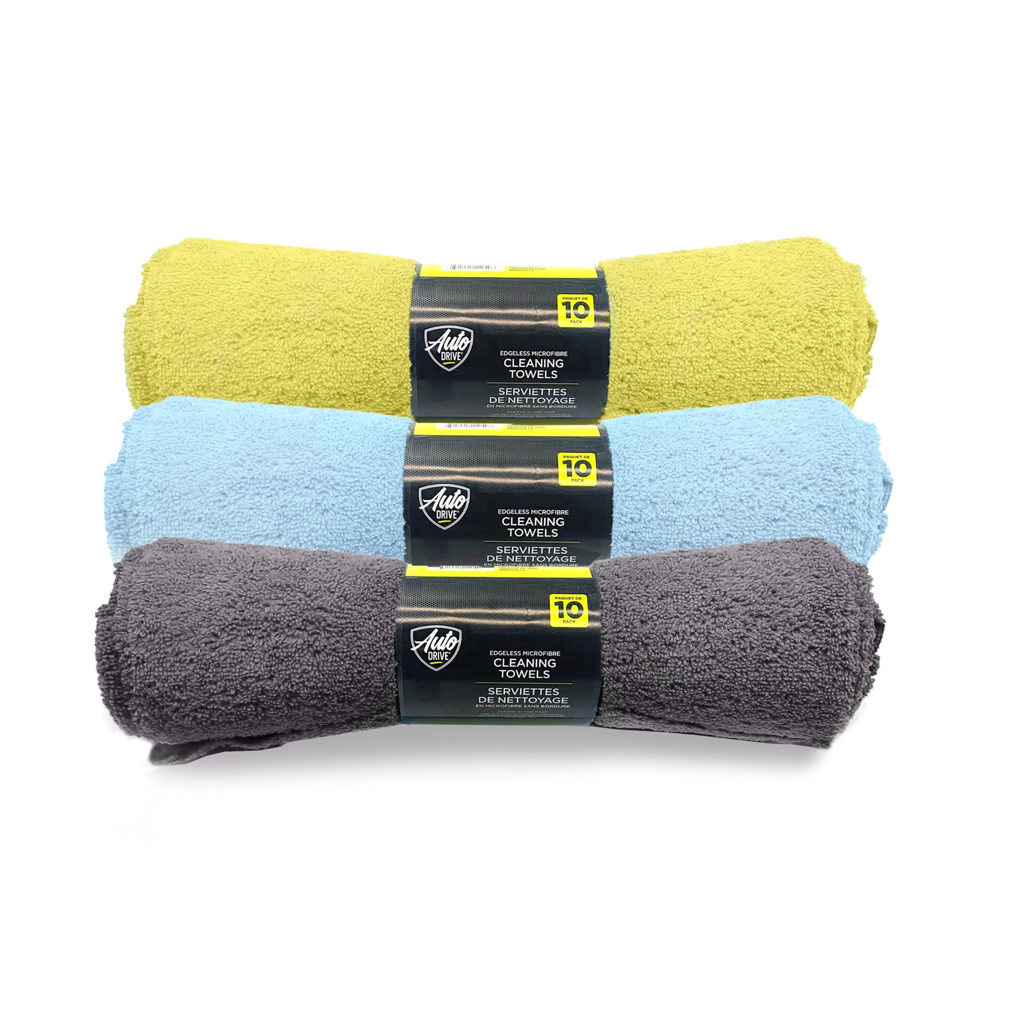 Auto Drive Edgeless Microfibre Auto, Multipurpose Cleaning Cloth, 10 pack, Assorted colors