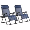 thumbnail image 1 of Costway 2PC Zero Gravity Chair Oversize Lounge Patio Heavy Duty Folding Recliner Blue, 1 of 9