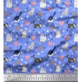 thumbnail image 1 of Soimoi Poly Georgette Fabric Heart,Footprint & Cat Animal Print Fabric by The Yard 42 Inch Wide, 1 of 3
