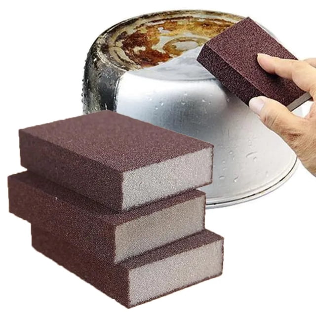 Usloyux 2Pcs Emery Cleaning Sponge Rust Remover For Kitchen Pots, Heavy Duty Decontamination Tool, Versatile Household Cleaning Gadget For Pots Pans Sink Stove