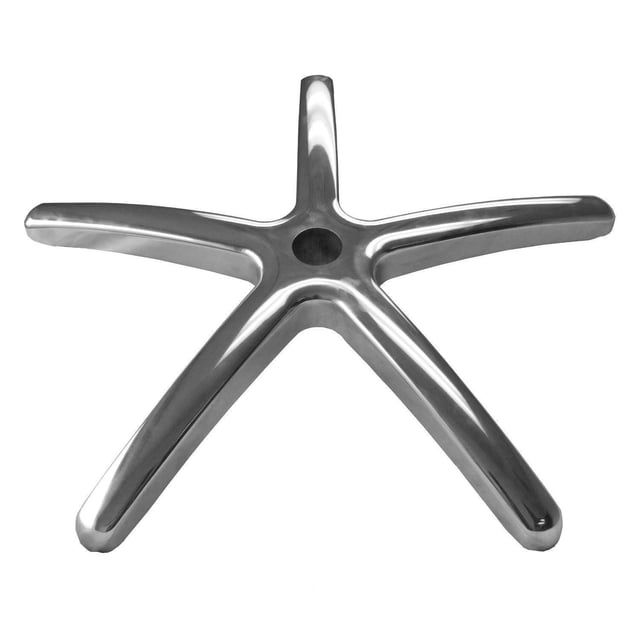 Nicer Furniture Base de Chaise Intérieure Base de Chaise en aluminium de 23 Pouces à Cinq Étoiles avec Fini Argent Poli, avec un Trou de Montage Central de 2 Pouces et des Douilles standard de 7/16"x7/8 Pouces pour Roulettes de Chaise, compatible avec la Plupart des Chaises et Tabourets de Bureau.