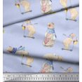 thumbnail image 2 of Soimoi Crepe Silk Fabric Cycle,Rabbit & Bear Kids Print Fabric by the Yard 42 Inch Wide, 2 of 2