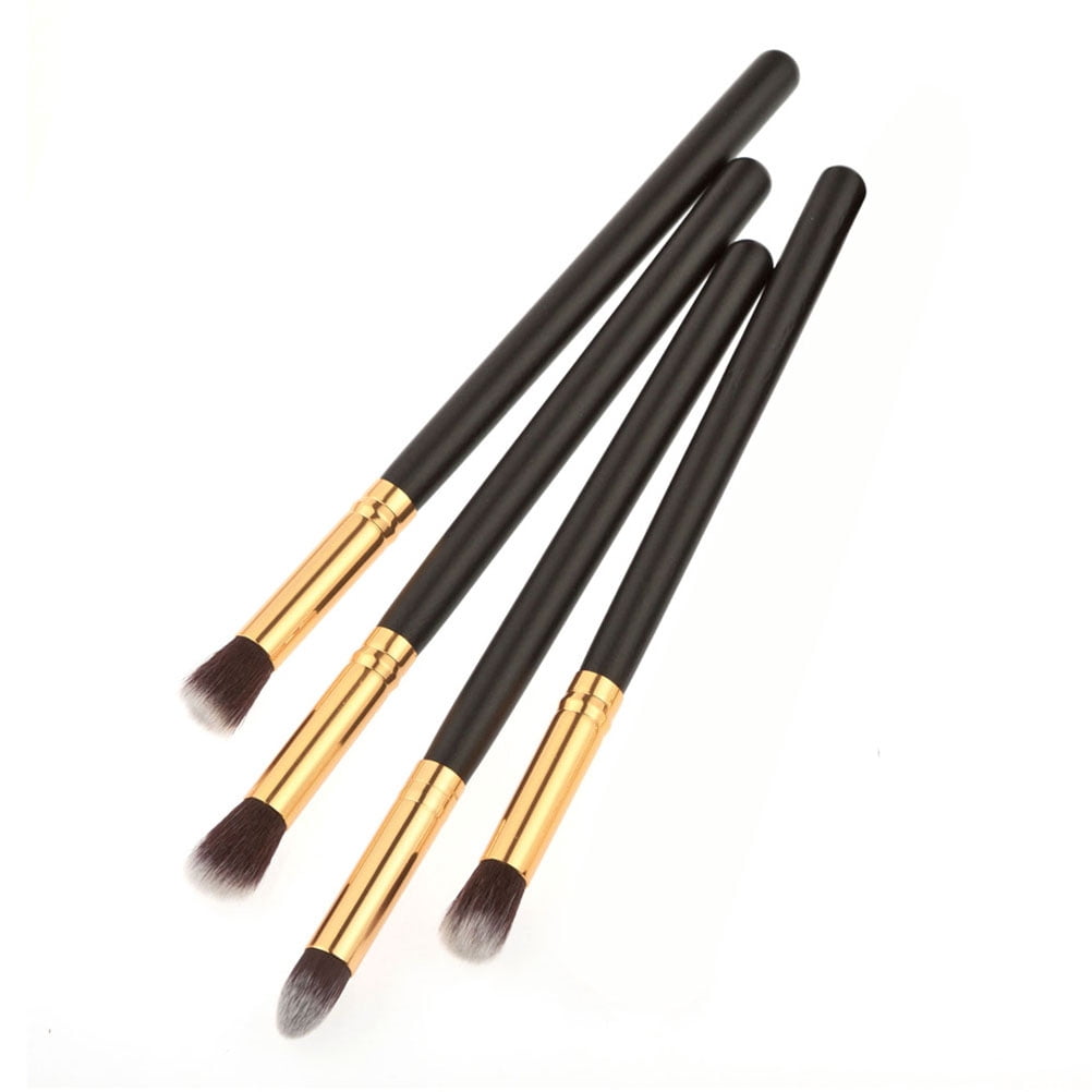 4pcs Eye Brushes Set Eyeshadow Blending Pencil Brush Make up Tool Cosmetic Makeup Eyeshadow Lip Eye Blush Foundation Power Brush Set Cosmetic Tool Kit (Black+Gold)