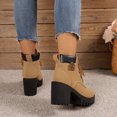 thumbnail image 4 of Platform Combat Boots for Women Trendy Leather Waterproof Non Slip Chunky High Heel Riding Ankle Booties, 4 of 6