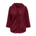 thumbnail image 5 of Manteaux d'Hiver pour Femmes Grande Taille Veste en Polaire Cardigan à Capuche Manches Longues Chandails en Molleton Ouvert Col Rabattu, 5 of 5