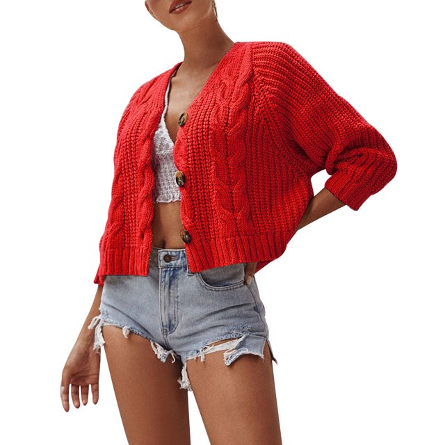 CAROOTU Cardigan Court à Manches Longues pour Femmes, Mode, Crochet, Nouveau