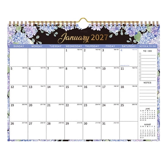 Wall Calendar with Floral Design for Daily Planning and Monthly Scheduling